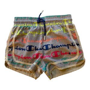 Champion Girls Athletic Shorts 5/6 - Multicolor Logo Print (2606-1)